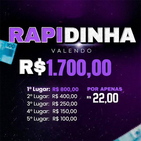 100° RAPIDINHA VALENDO R$ 1.700,00
